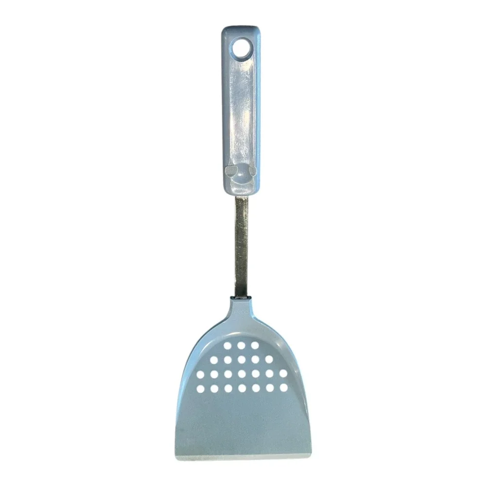 EKCO Slotted Spatula Turner Kitchen‎ Utensil Gray Metal Handle Holes Perforated